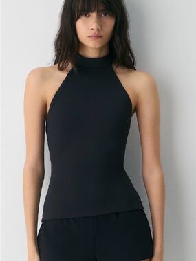 Aritzia Black High-Neck Racerback Tank